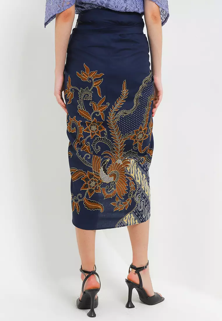 Rok Lilit Wanita Kondangan Batik Instant Zaviona Navy