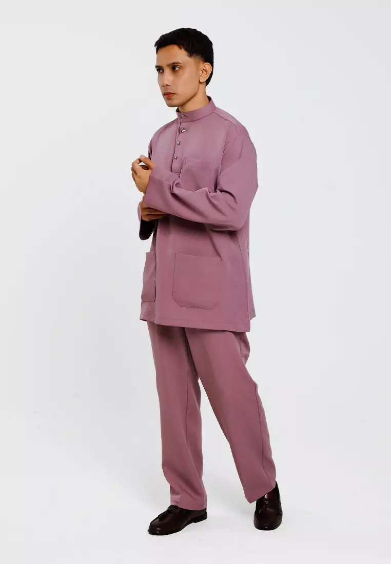 Alain Delon Baju Melayu Regular Fit Sedondon anak Budak - 19025001-26DustyPurple