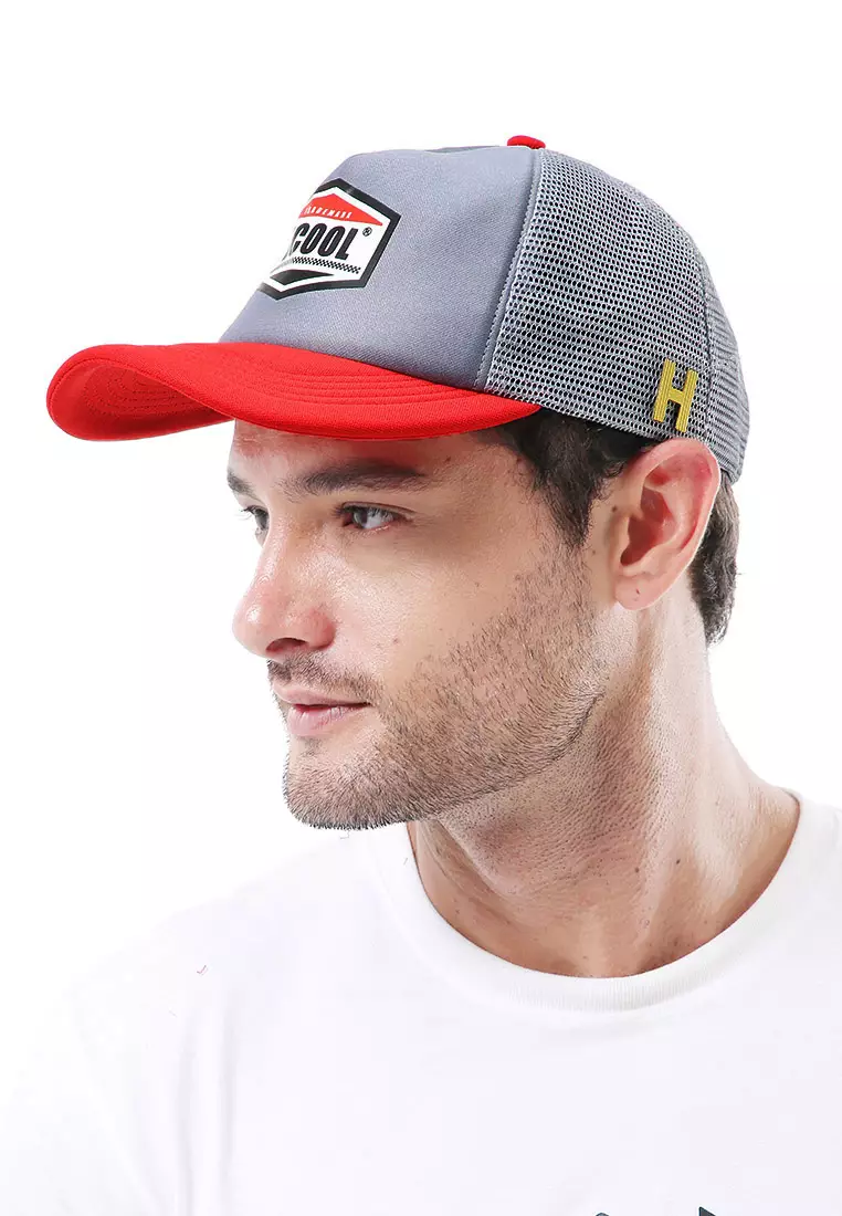 Raesan Topi Baseball Jaring Aksesoris Fashion Pria Adjustable Strap Material Polyester ORIGINAL - Gray Red