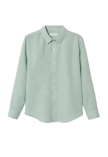 MANGO KIDS green Cotton Linen-Blend Shirt 702F8KA9E0705DGS_1