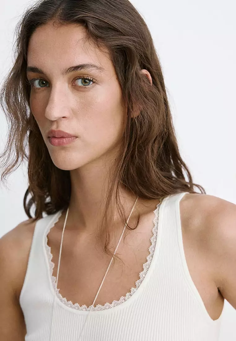 Ribbed Top With Lace Detail
