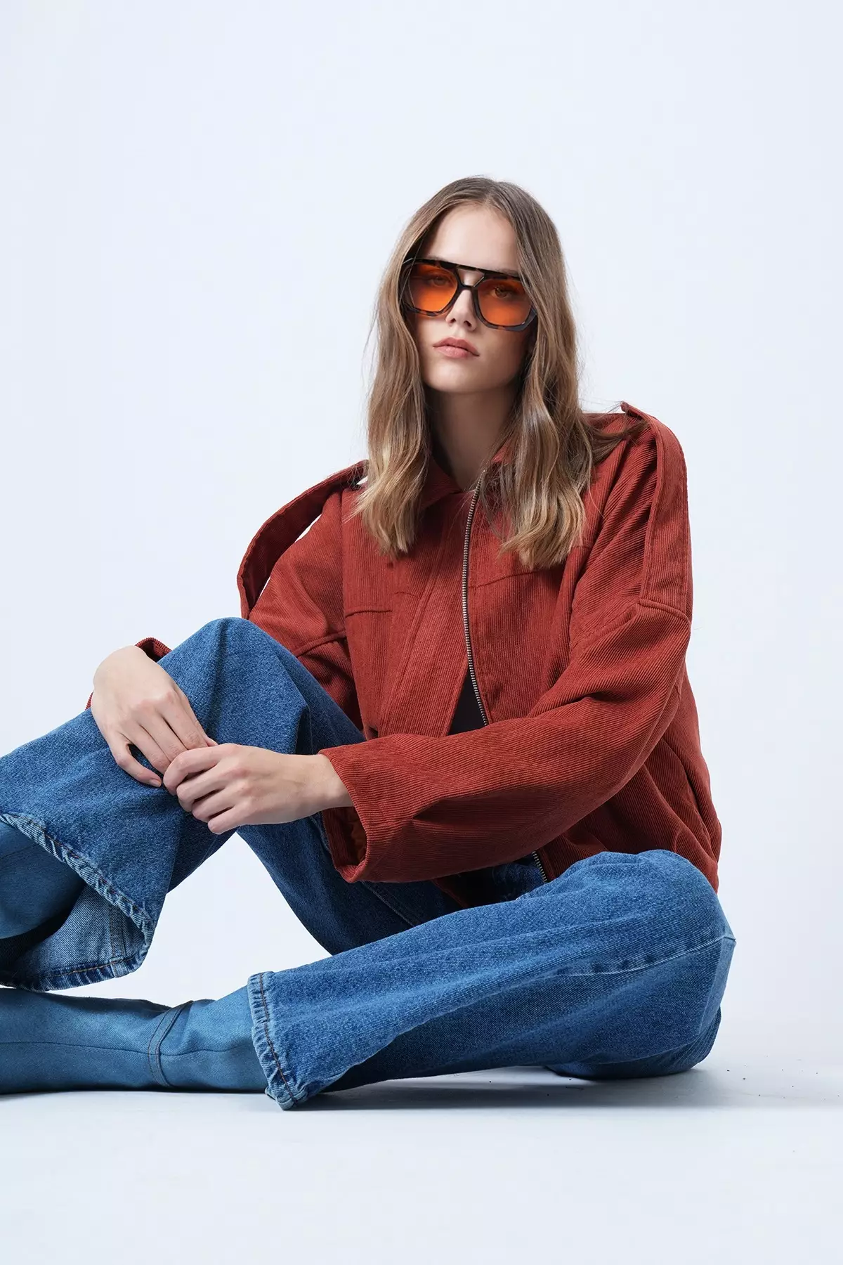 Tile Shoulder Epaulettes Lined Velvet Bomber Jacket Alc-X14617