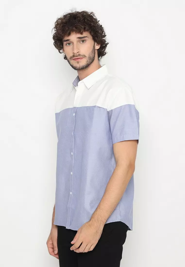 RBJ Kemeja Polos Kombi Biru Tua Regular Fit Pria