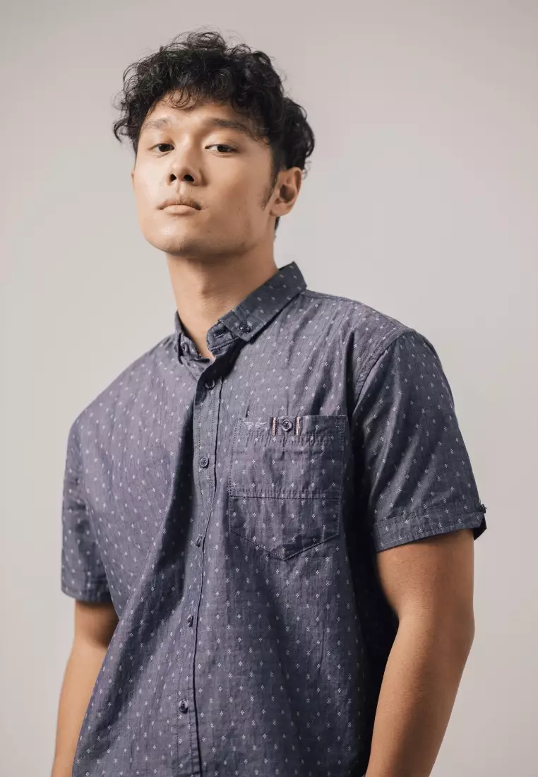 RBJ Kemeja Denim Printing Biru Regular Fit Pria