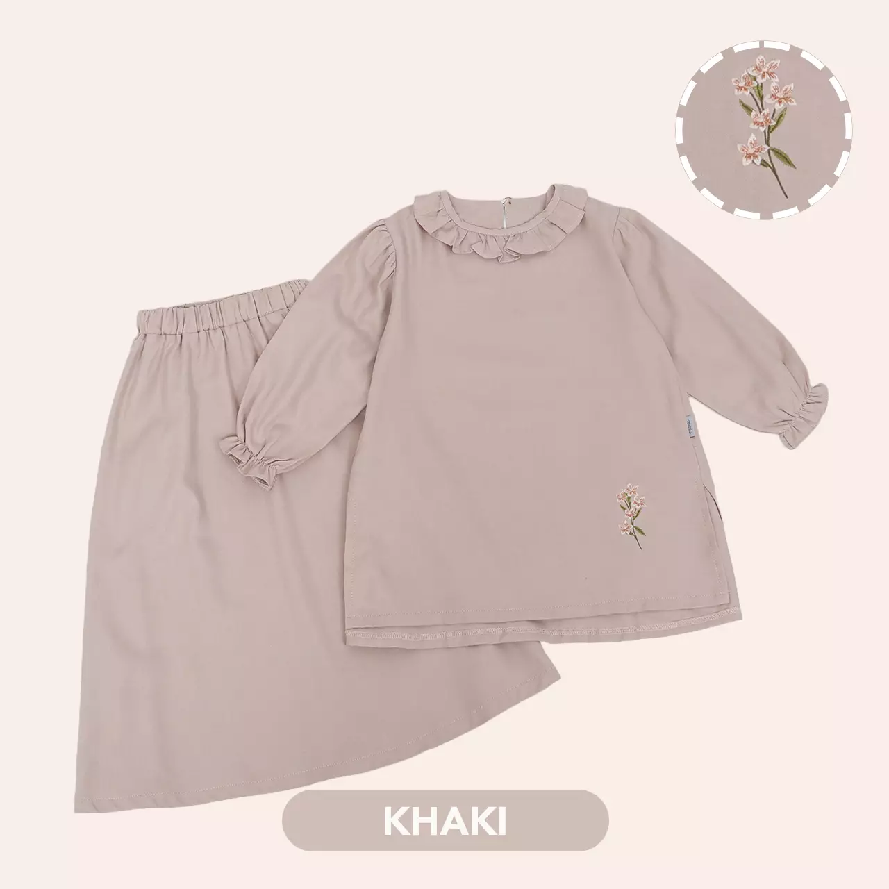 Mooi Setelan Anak Perempuan Raya Collection Rayya Tunik Set V1 - Khaki