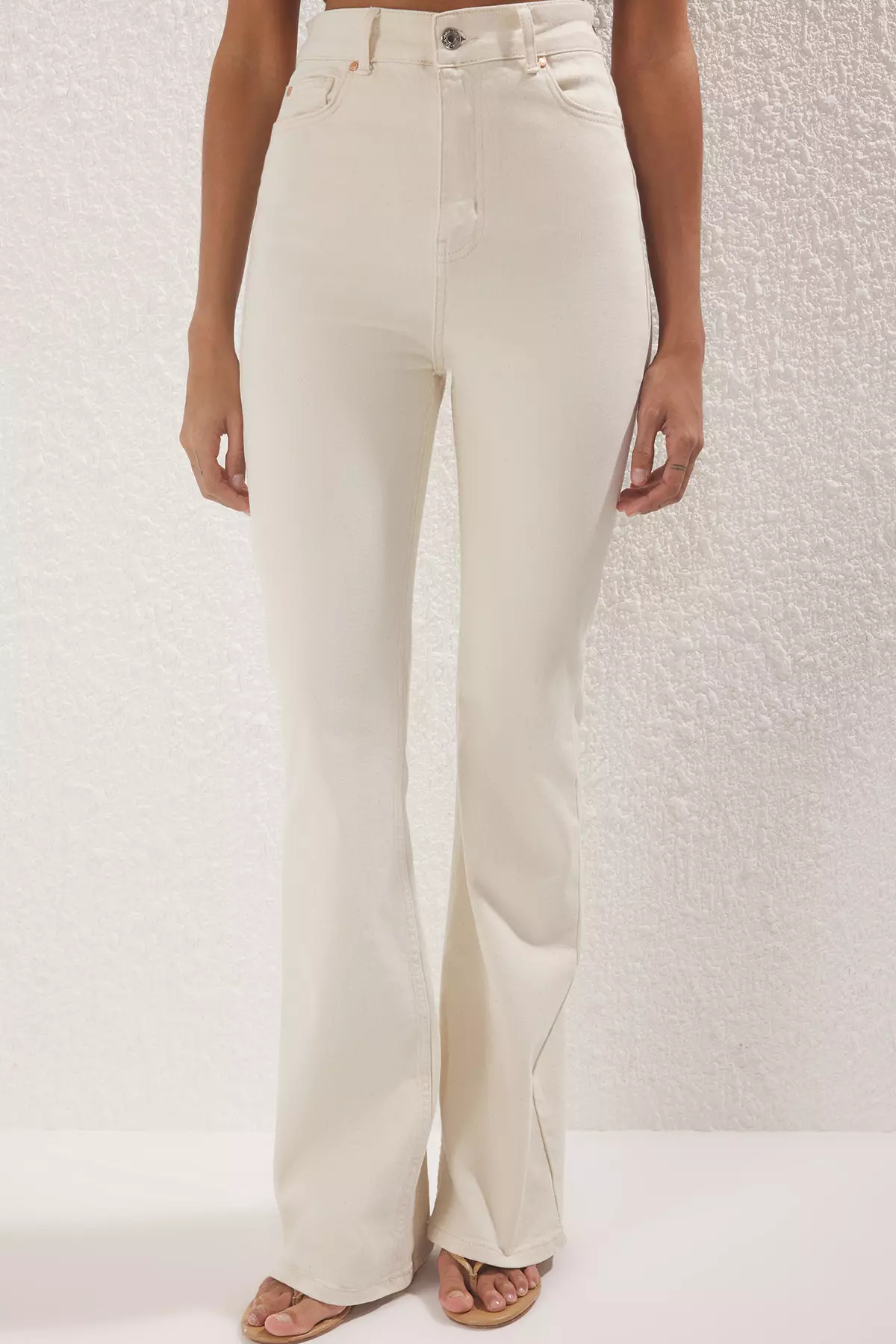 Buy Trendyol Ecru High Waist Flare Jeans TWOSS25JE00101 2025