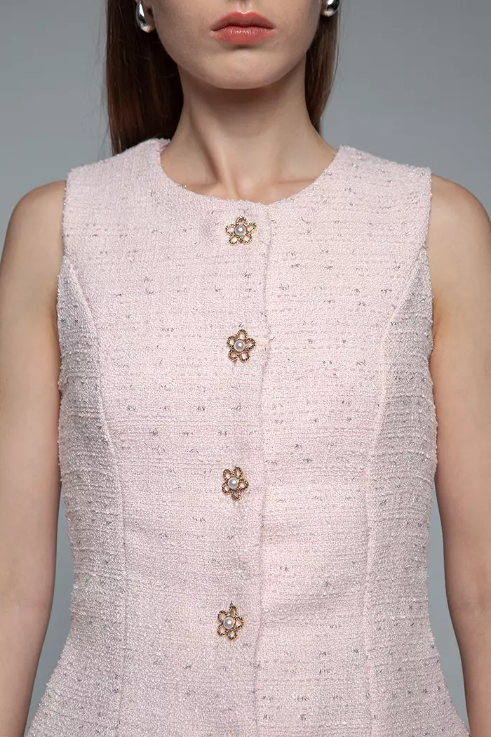 COTTONINK Studio - Atasan Blouse Wanita Pink Tweed Bell #HolidayCollection2025