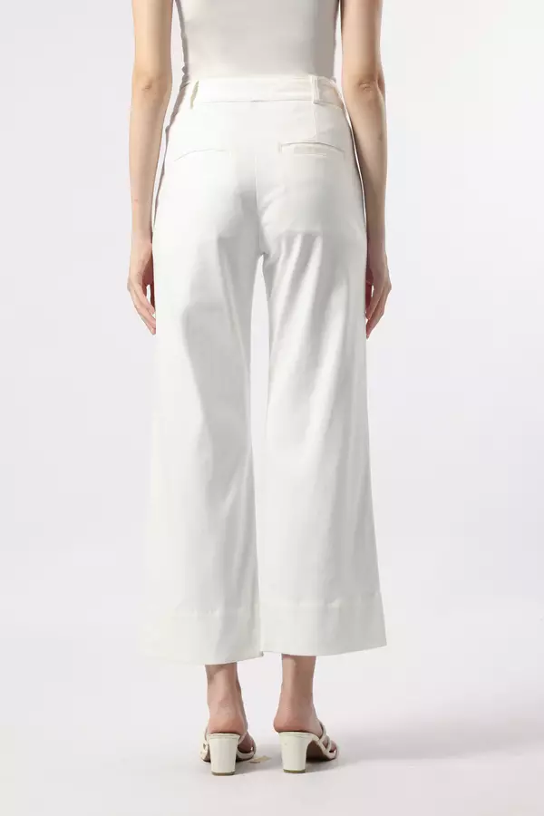 MINIMAL - Laurrie - Celana Kulot Katun Stretch - Off White Warna Offwhite