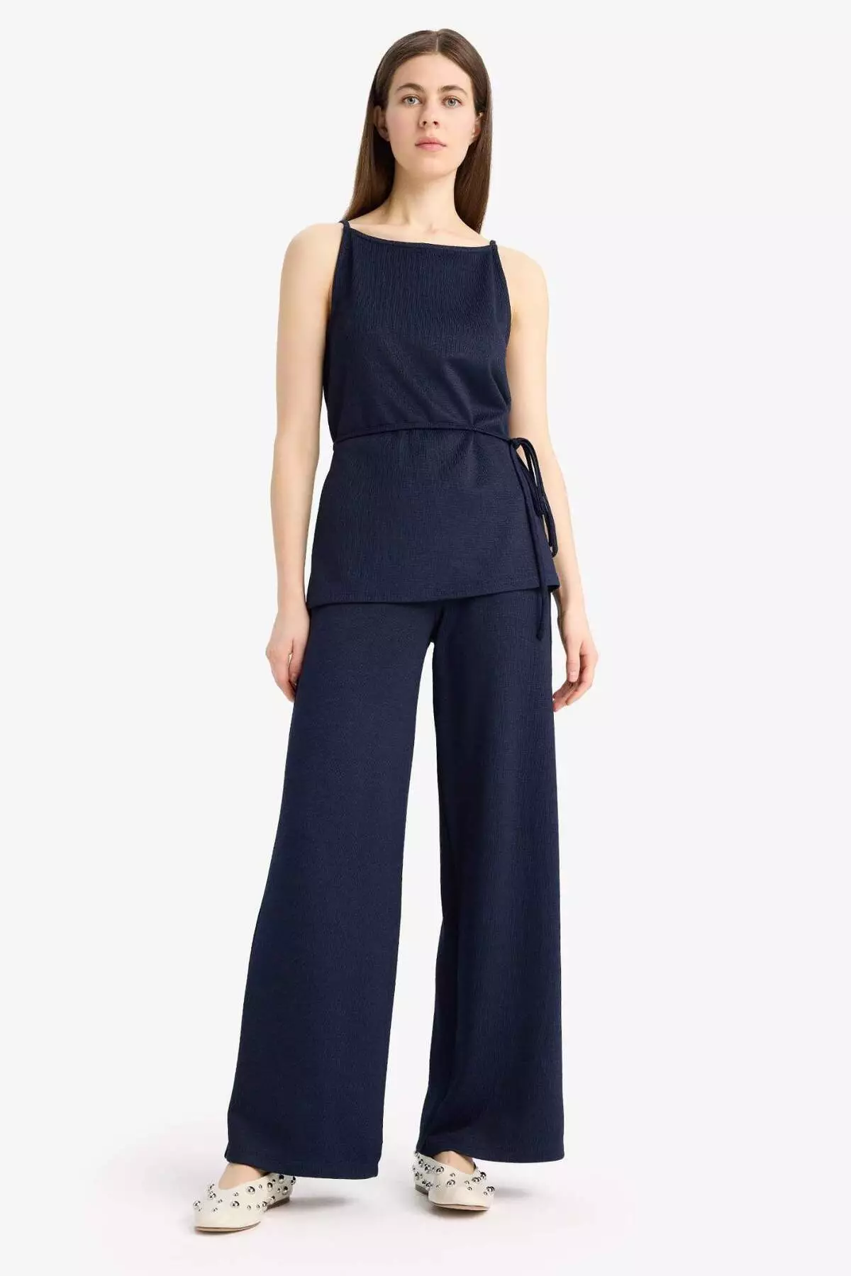 Wide Leg Wide Leg Basic Straight Pique Trousers E5784Ax25Sp