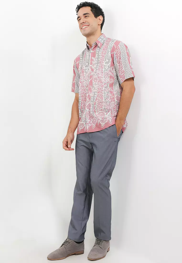Flower Kemeja Batik Premium Pria Casual Modern Lengan Pendek