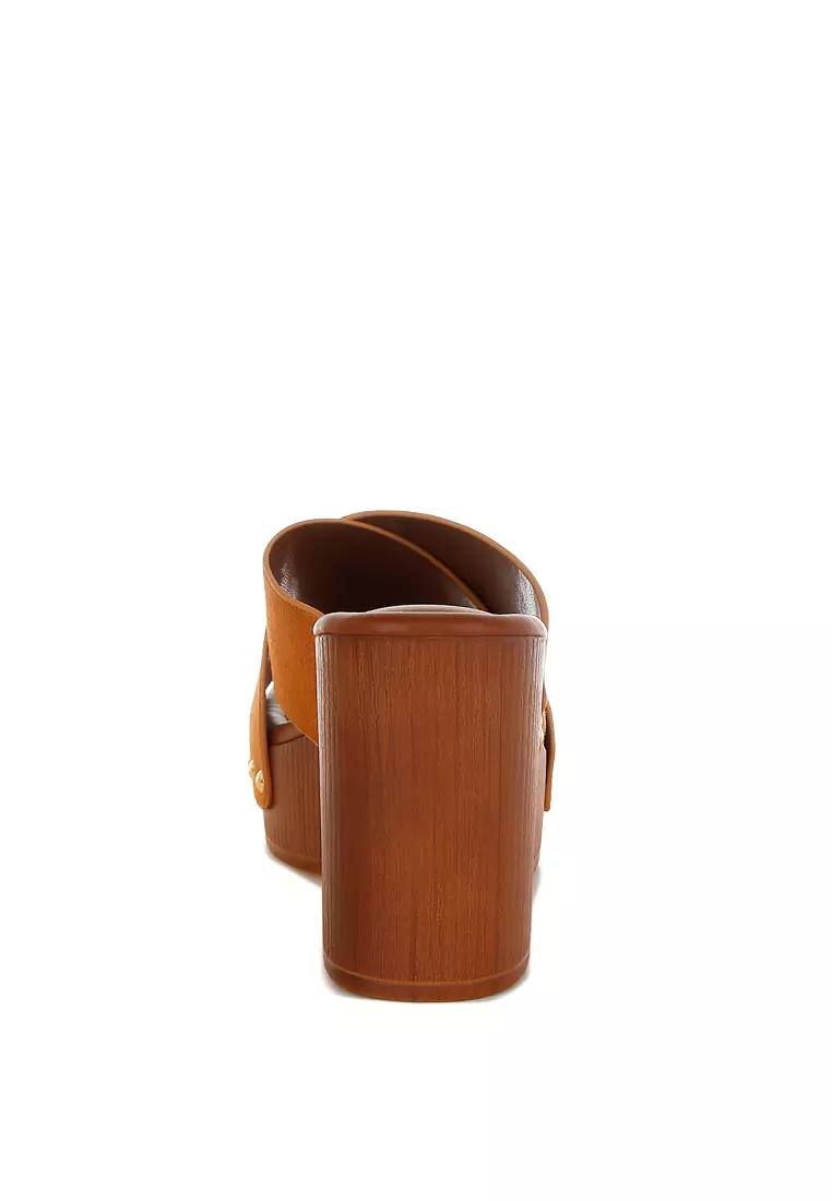 Genuine Suede Leather Clogs in Tan