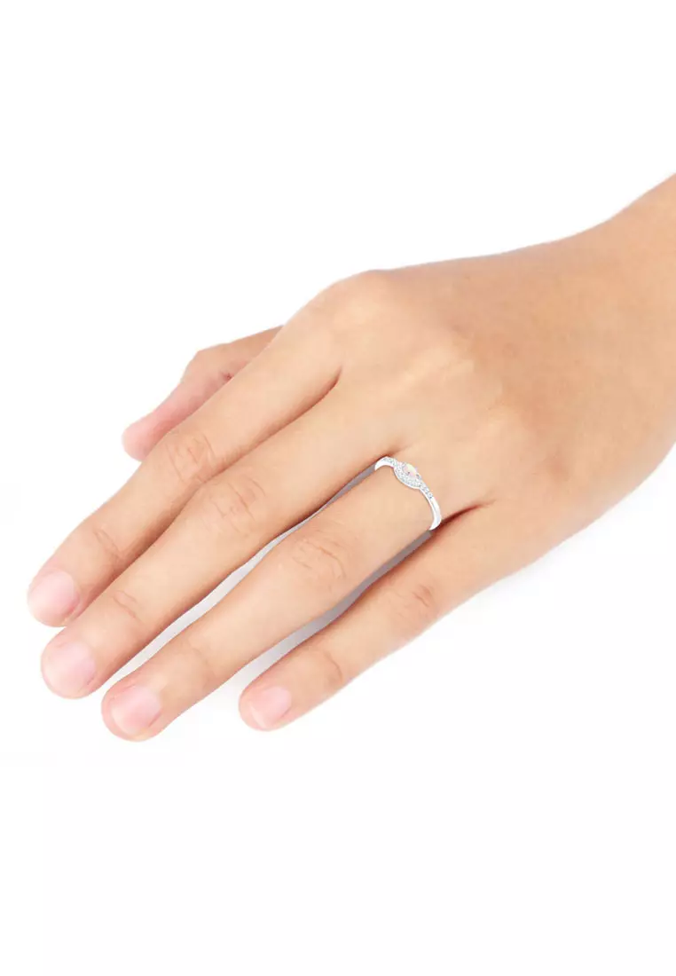 Ring Vintage Design Cubic Zirconia Marquise Opal