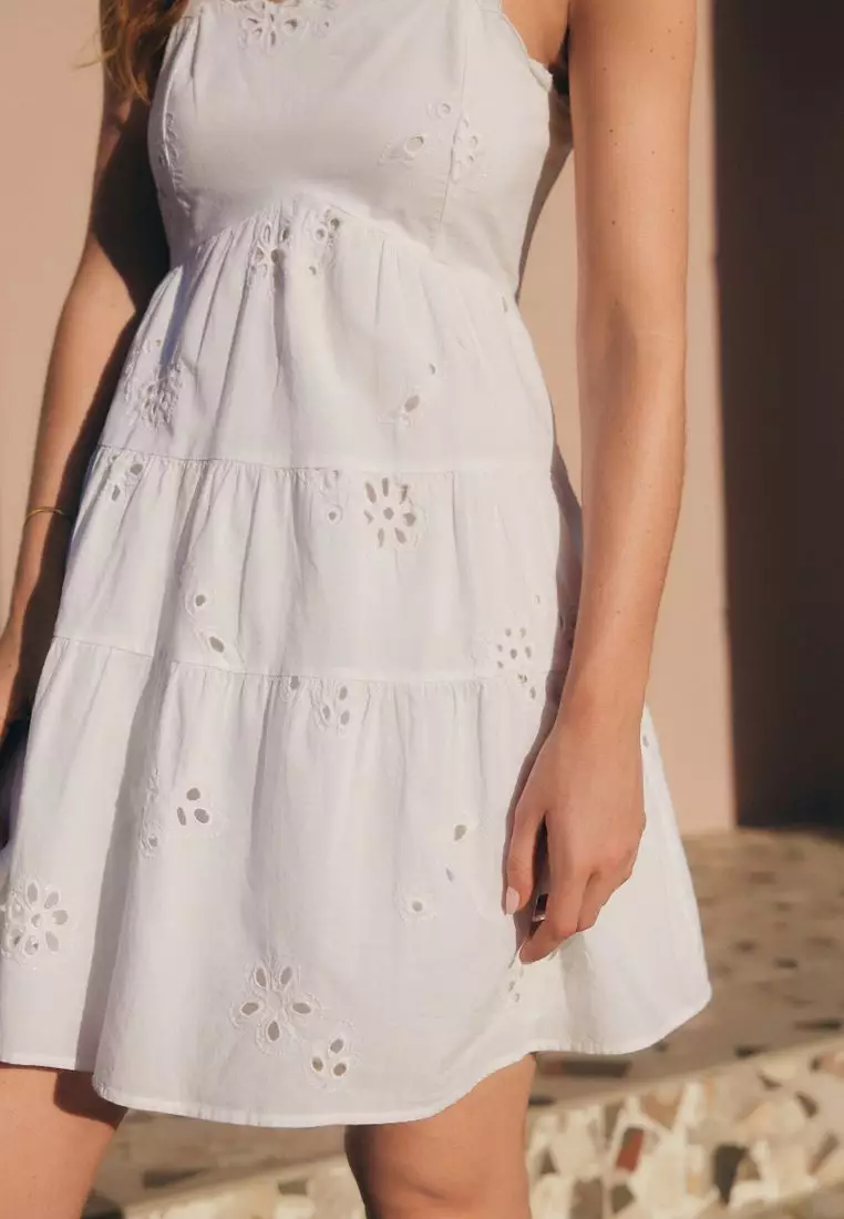 ワンピース Women's Cotton Tiered Mini Dress White QrXW9cHw.jpg?v=1721778509&