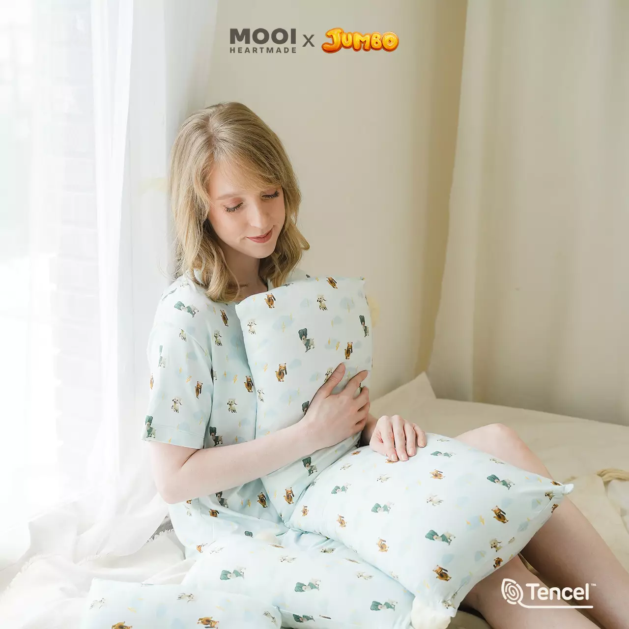 Mooi x Jumbo Piyama Dewasa Setelan Tencel Short Pajamas Adult - Mae