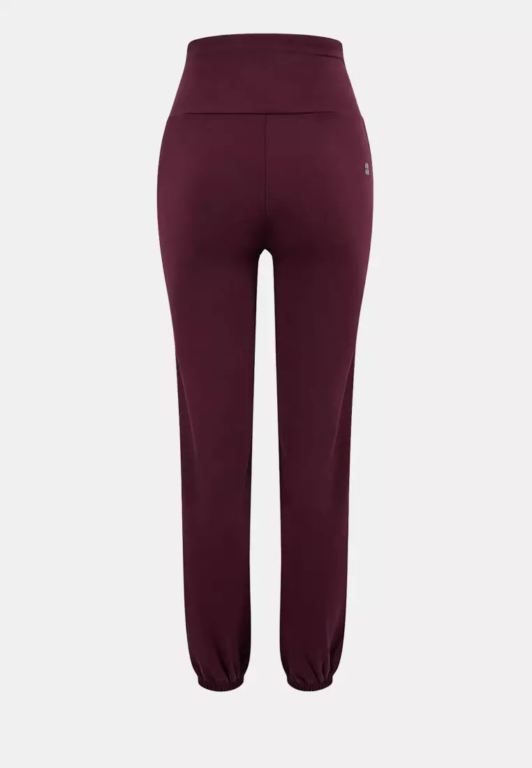 Plum Brushed Soft Fabric Reflector Printed Sports Knitted Matchable Sweatpants Thmss25Ea4