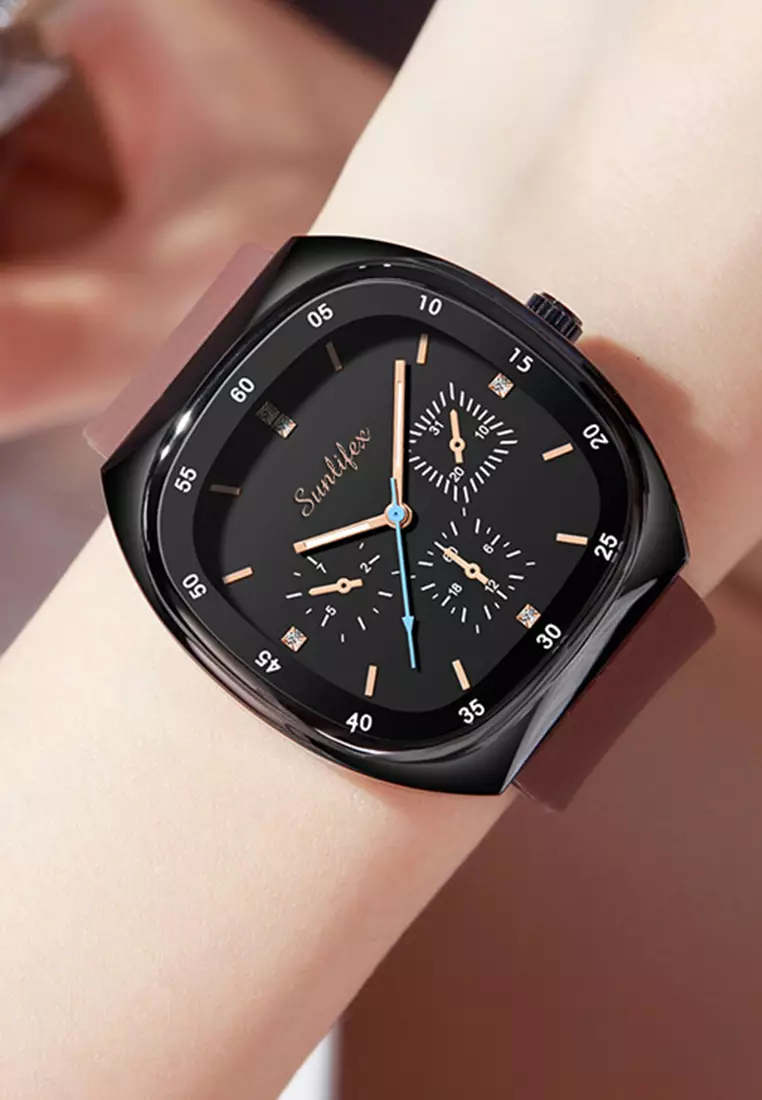 Jam Tangan Wanita Anti Air Original Kasual Mode Tali Silikon Jam Tangan Cewek Korea Brown