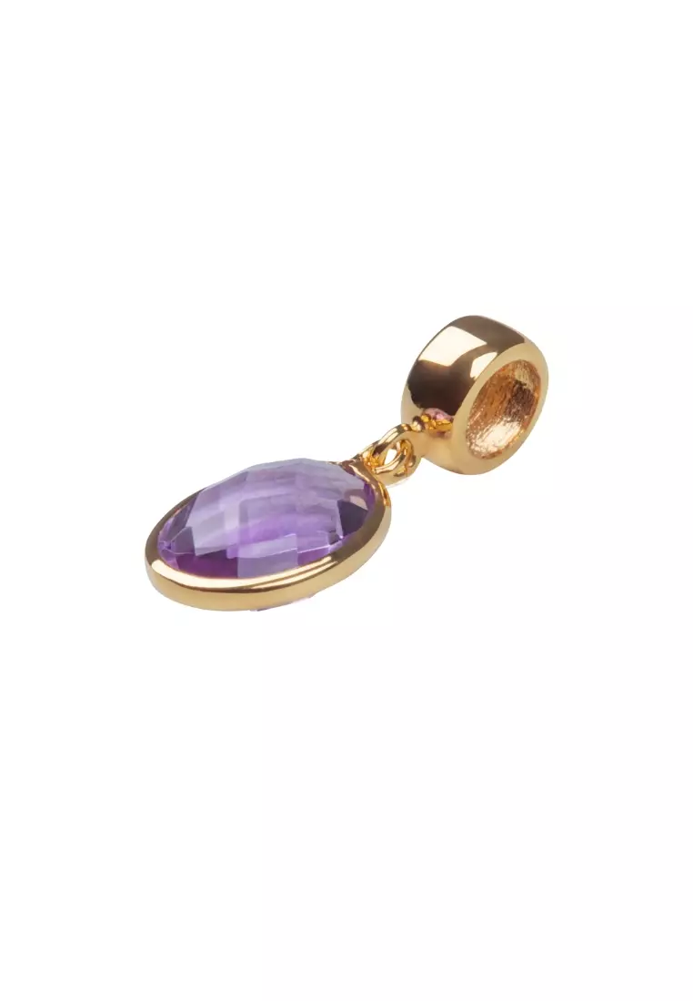 Amethyst Oval Charm 18k Gold