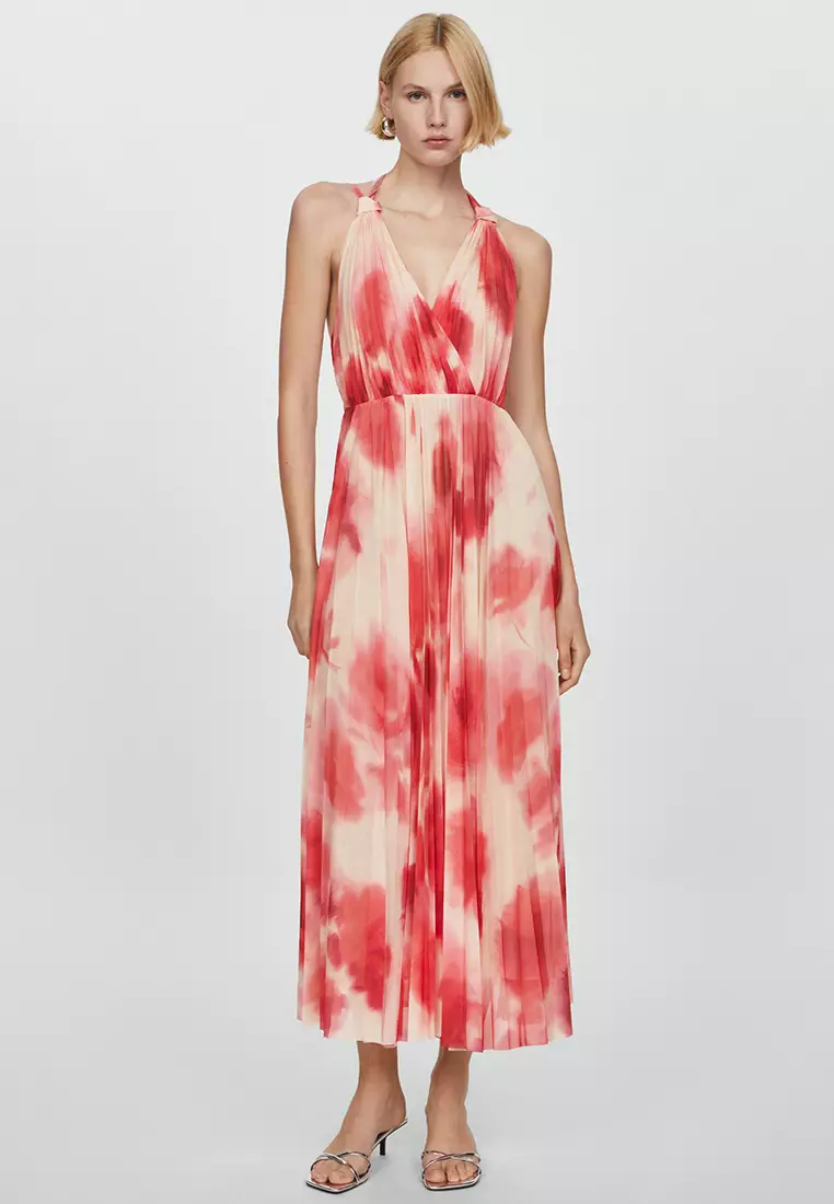 Buy Mango Printed Pleated Dress 2024 Online | ZALORA