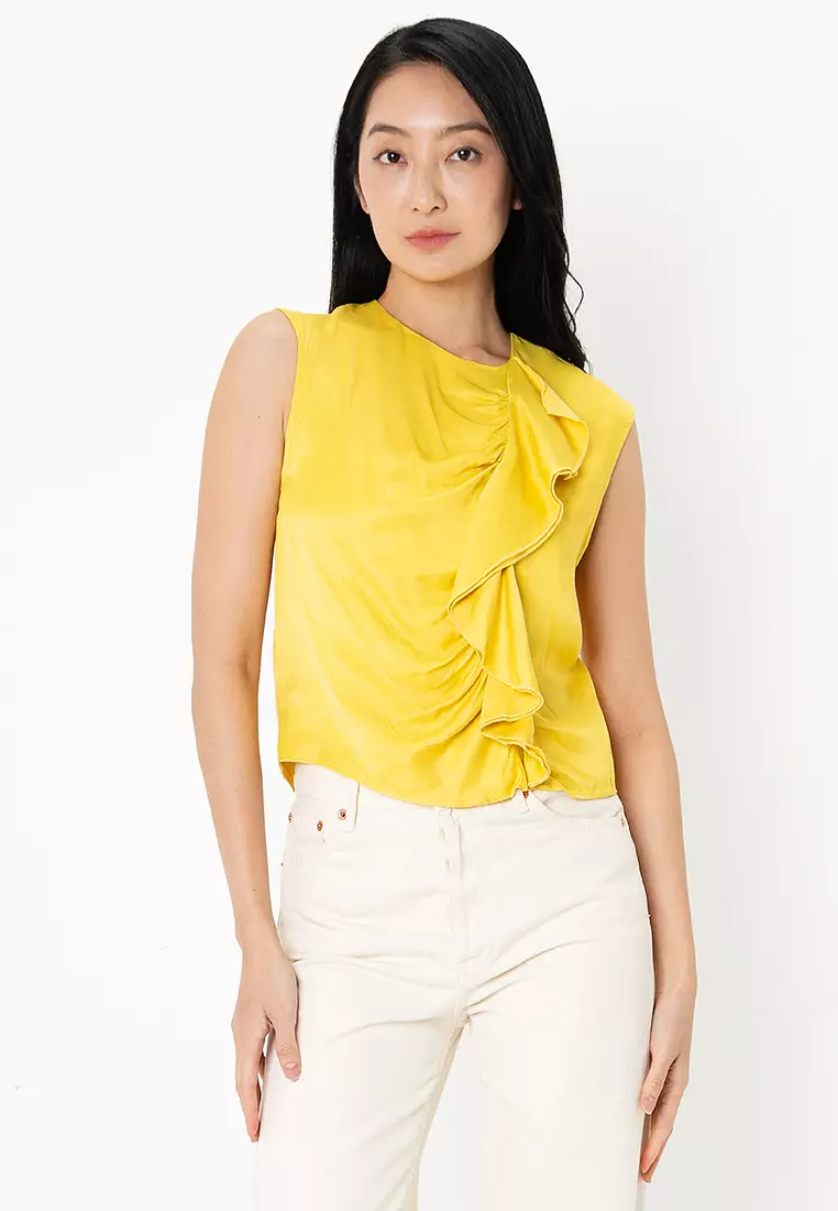 Sleeveless ruffle top shop