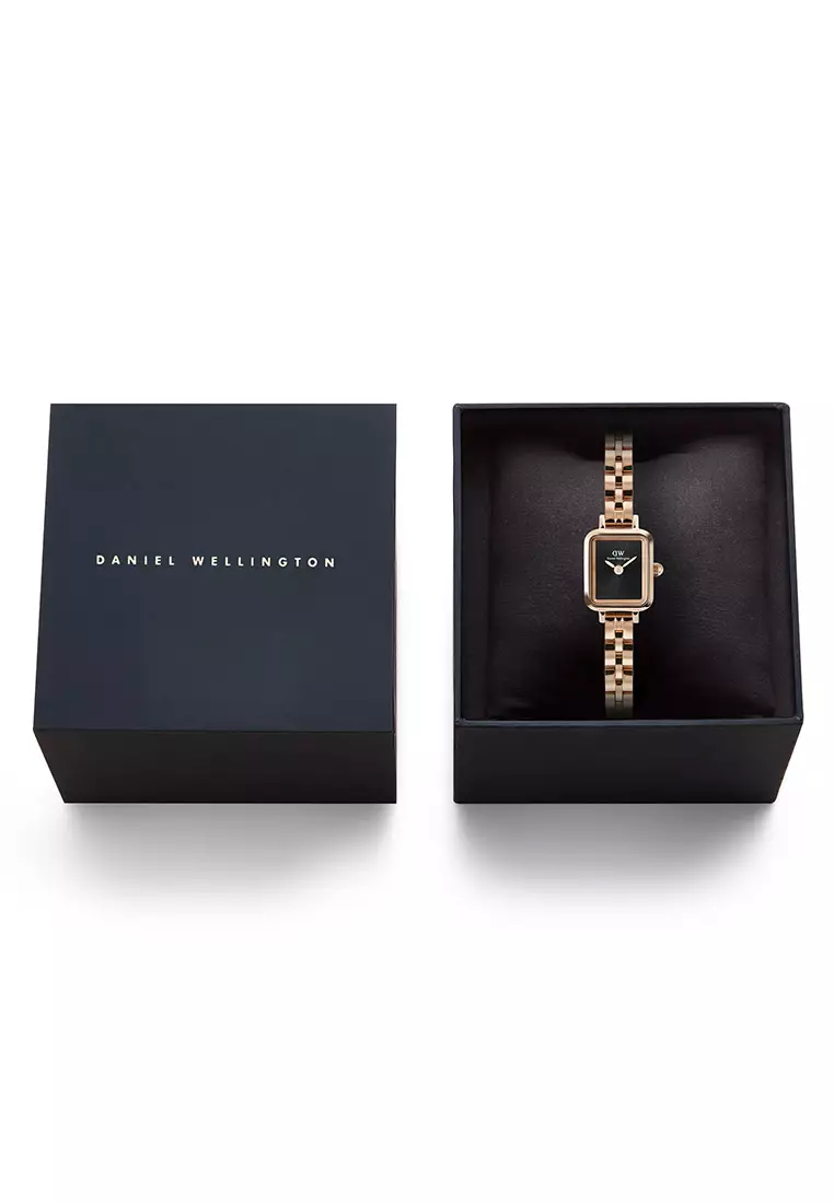 Quadro Mini Arch 3-Link Onyx Sunray Rose Gold Women Watch stainless steel watch DW Official Authentic Original