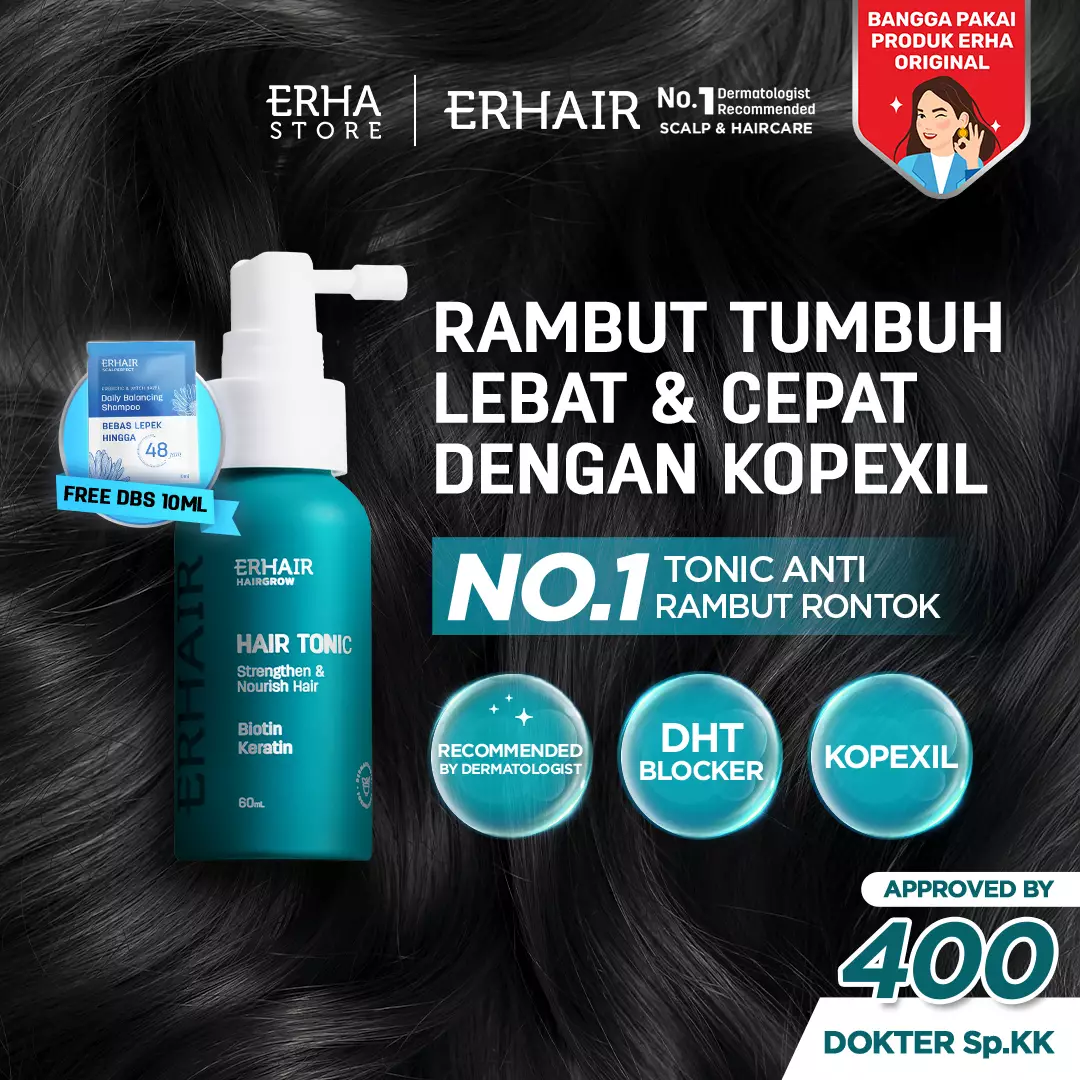 Erha Erhair Hair Grow Tonic With Keratin & Biotin 60Ml - Tonic Rambut Rontok