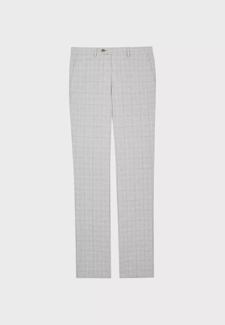Light Grey Check Slim Trousers