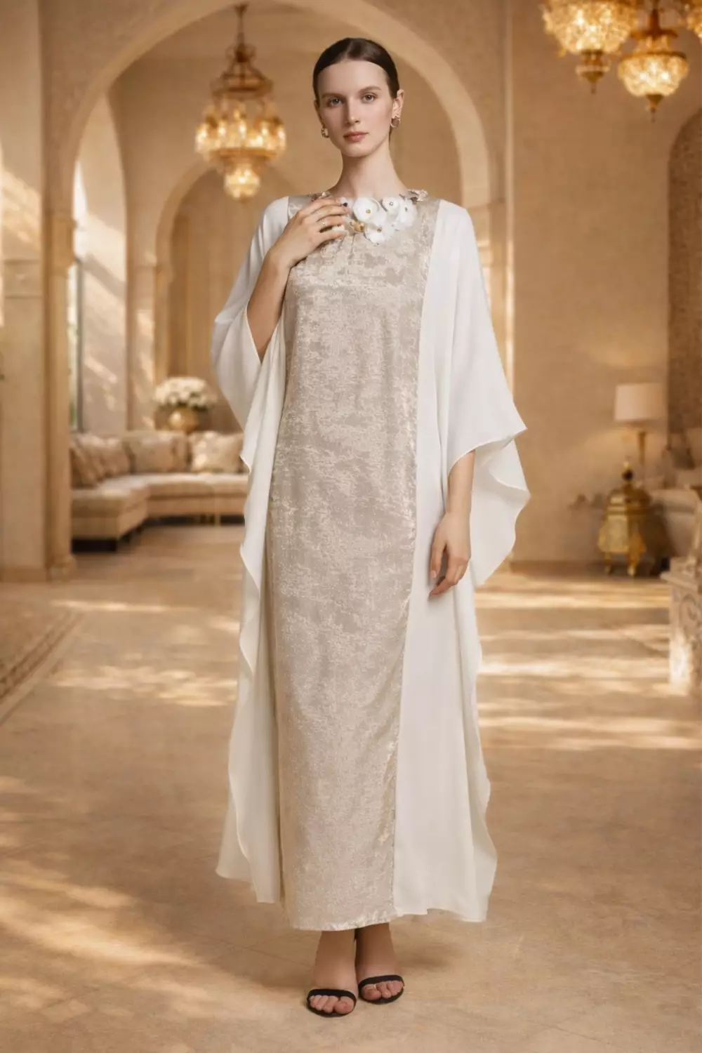 DEMURE&CO - Aliyna Prive’ Cape Sleeve Kaftan in Cotton