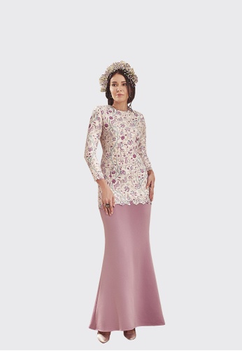 Lisa Modern Kurung from Nadjwazo by LadyQomash in pink and blue and purple and Beige