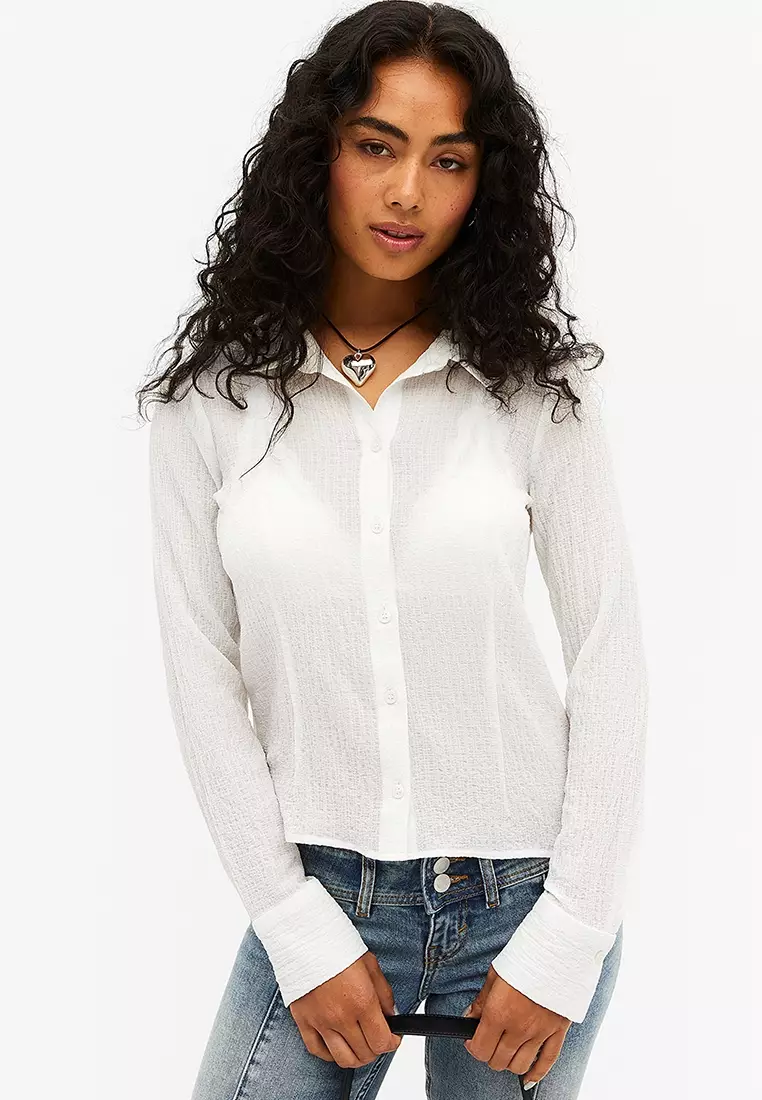 Sheer blouse long sleeve clearance
