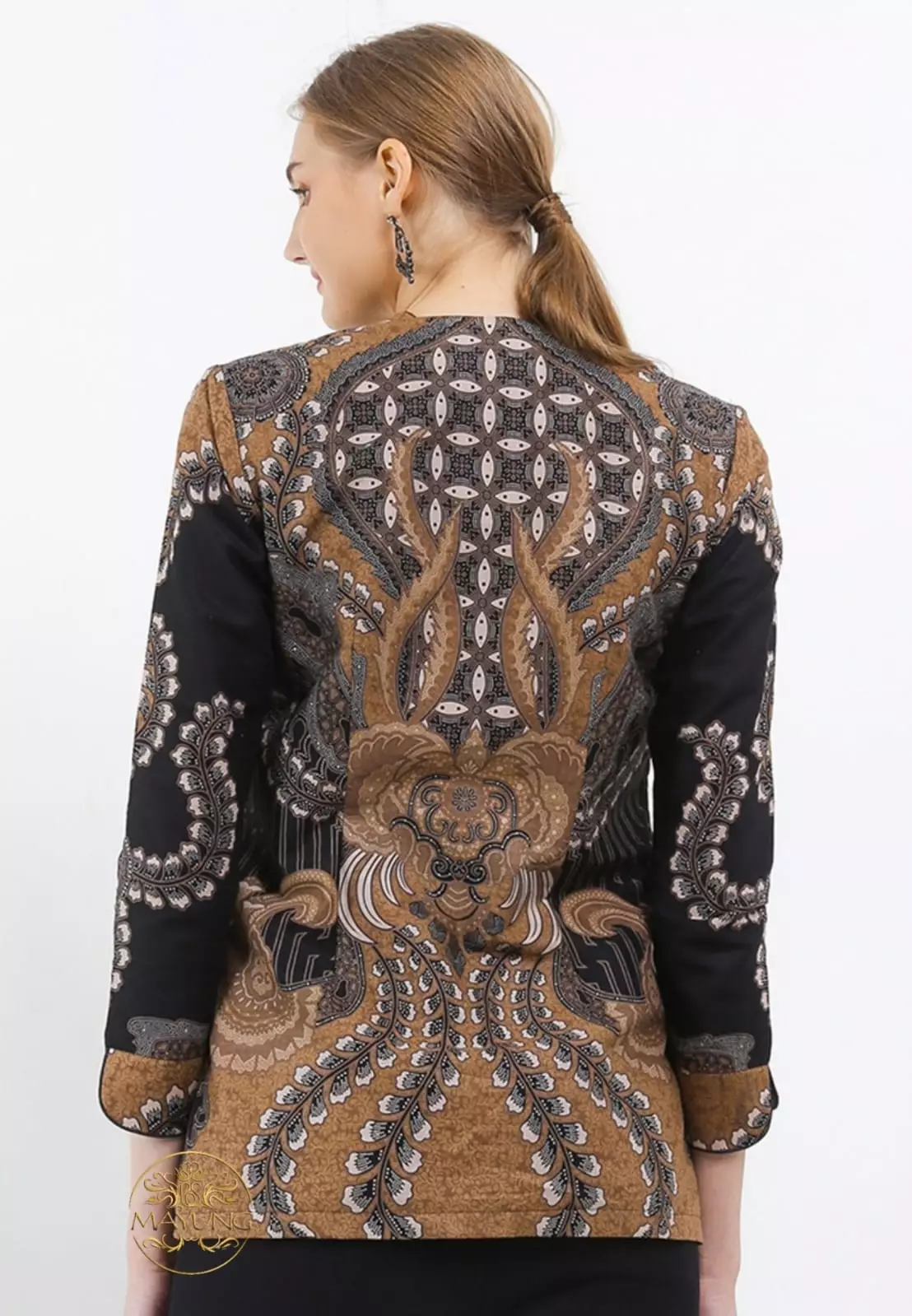 Blouse Batik Kahiyang Coklat Premium Slimfit Modern