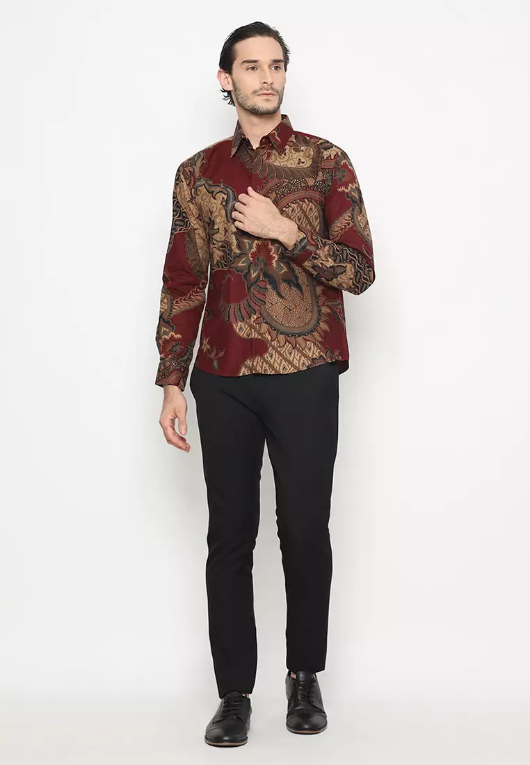 Kemeja Batik Pria Nararya - Maroon