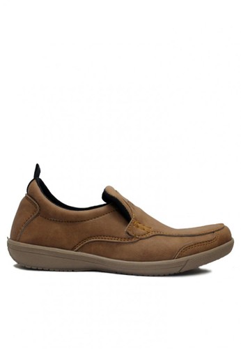 D-Island Shoes Slip On Driving Comfort Leather Soft Brown