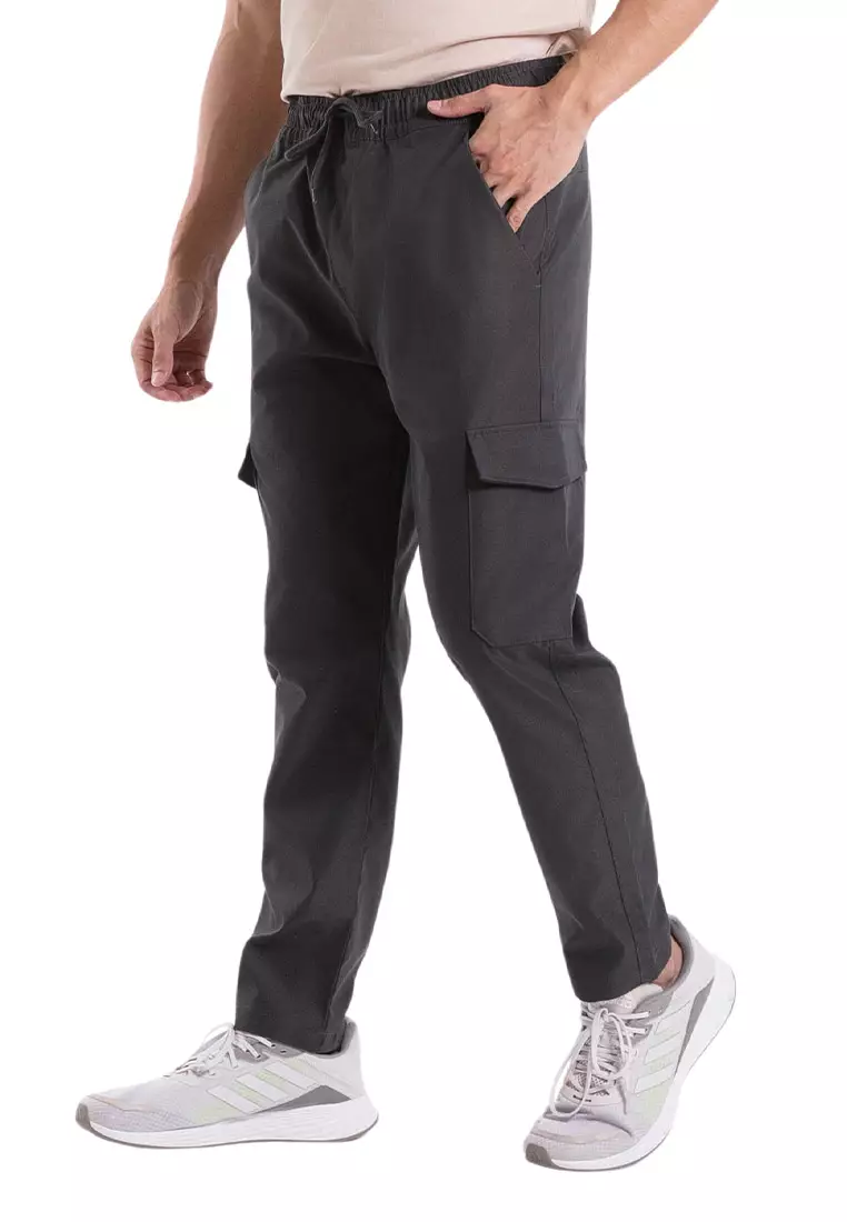 Forest Elastic Waist Trousers Cargo Long Pants Men | Seluar Panjang Lelaki - 10791-03DkGrey