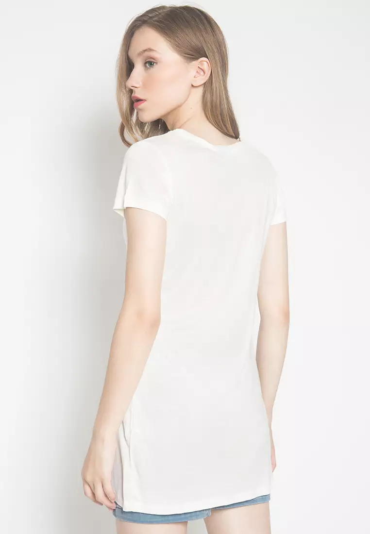 LGS - Kaos Wanita - Sablon Tulisan - Putih - Slim Fit - LTS.555.Q1069.019.C