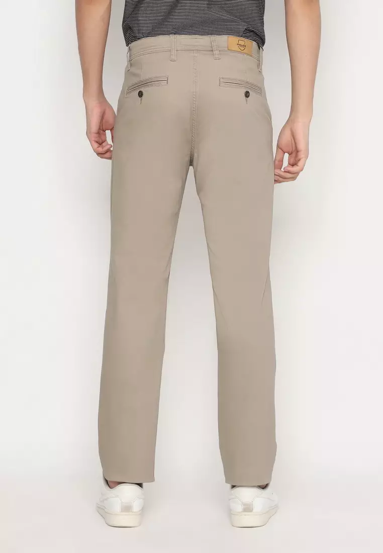 POLICE Celana Chino Panjang Stone Cotton Premium Regular Fit Pria
