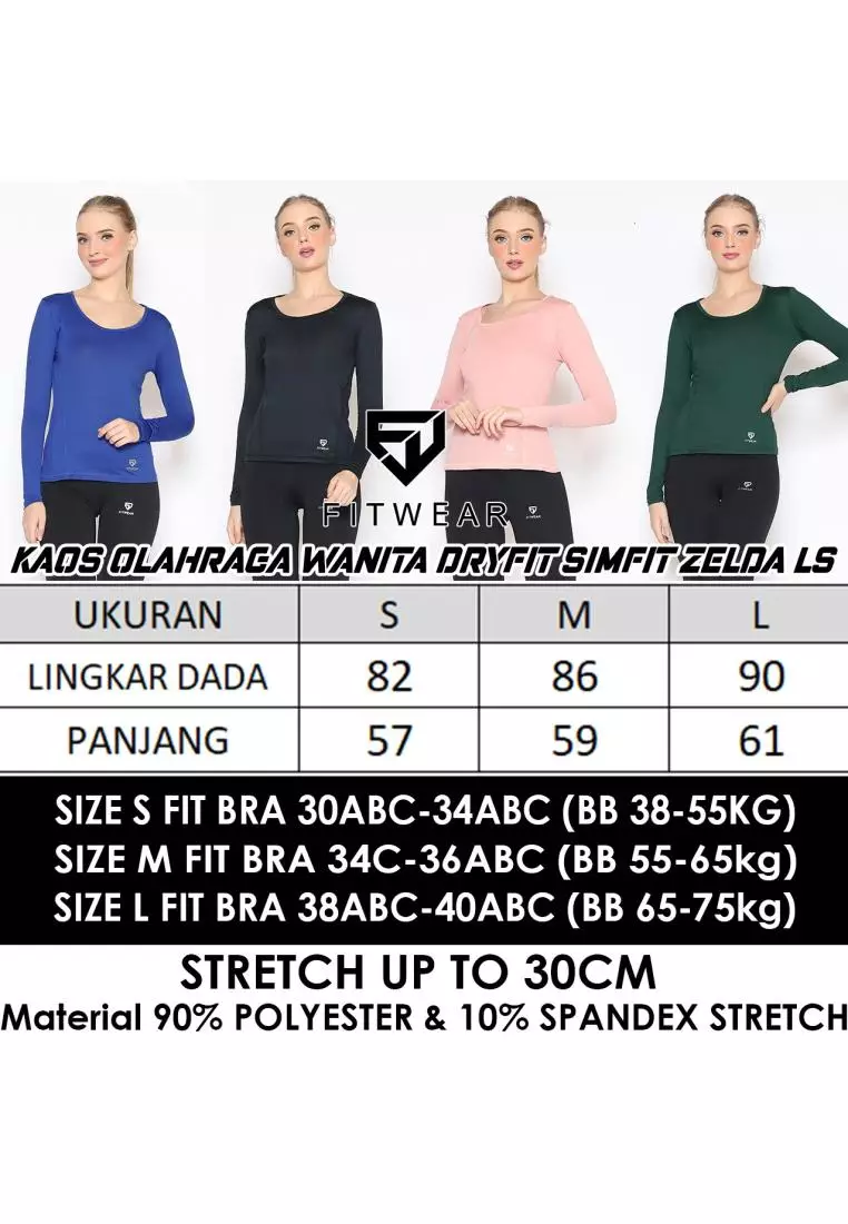 Fitwear - Kaos Olahraga Wanita ZELDA  DRYFIT BASELAYER L/S - BLACK