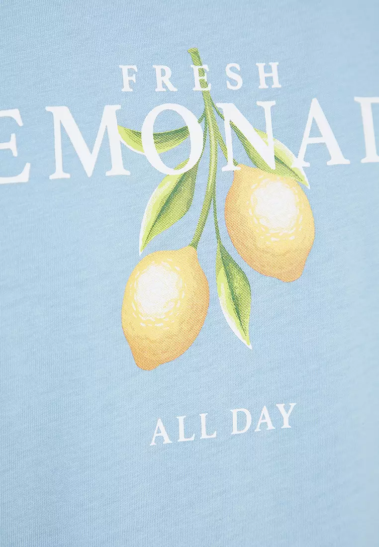 Light Blue Unisex Oversized/Wide Cut Crew Neck Short Sleeve Printed T-Shirt