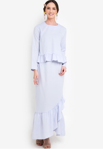 Frill Top And Skirt from Lubna in Blue