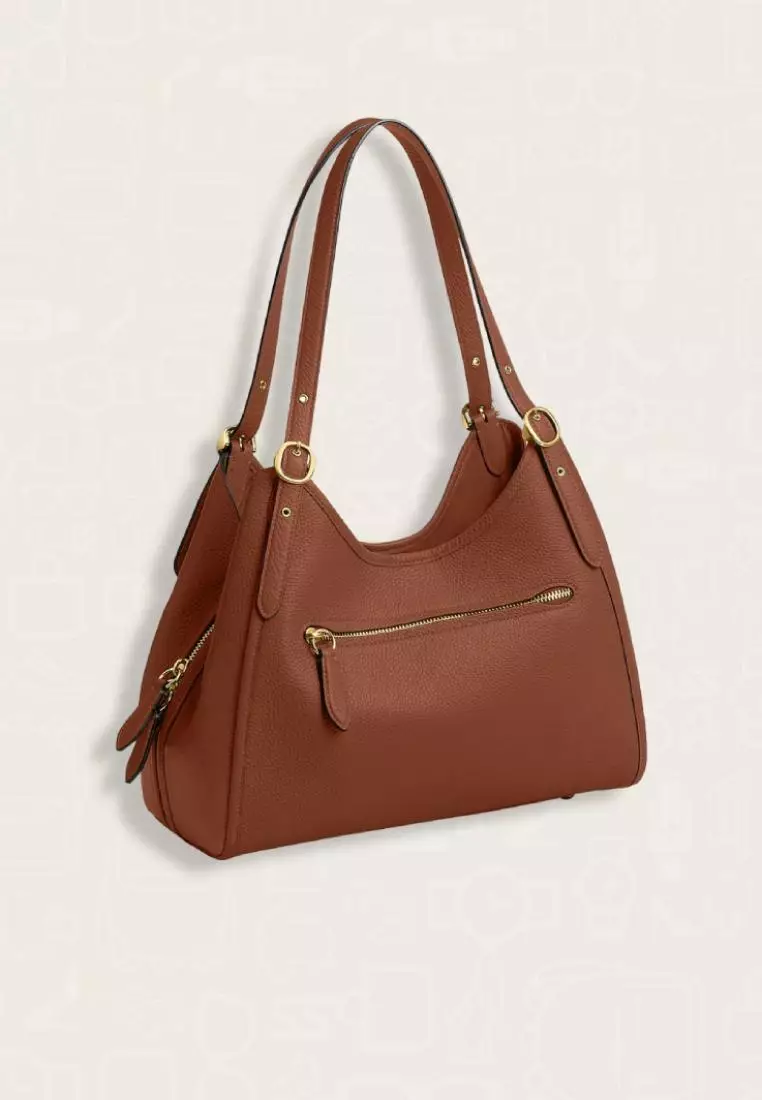 Coach Bella Medium Leather Shoulder Bag Saddle