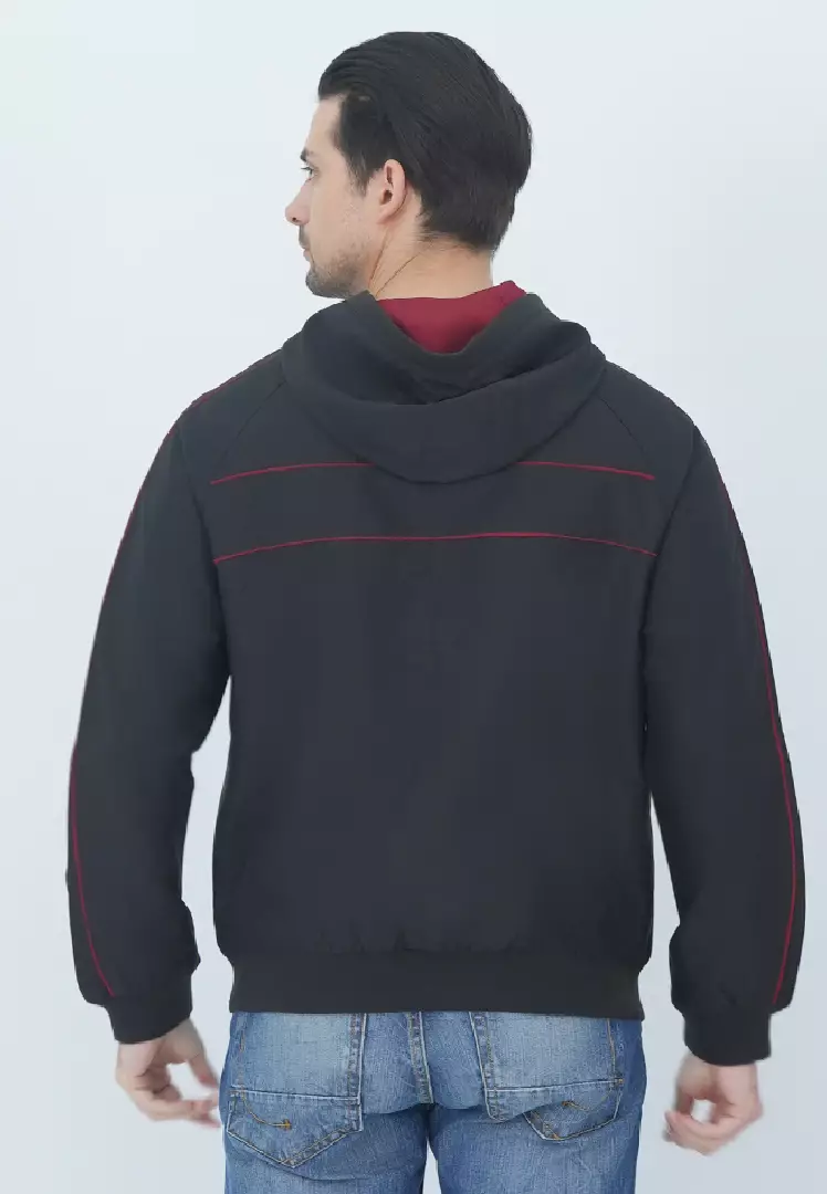 LGS - Jaket Pria - 2 Side - Hitam Merah - Model Hoodie Zipper - JJK.558.210.001.C