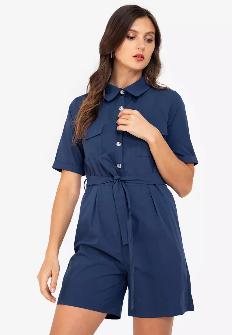 Belted clearance utility playsuit