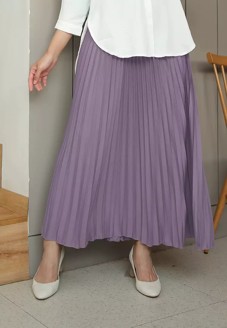 Cotton Bee - Rok Plisket Niana Aline Basic - Purple Yum