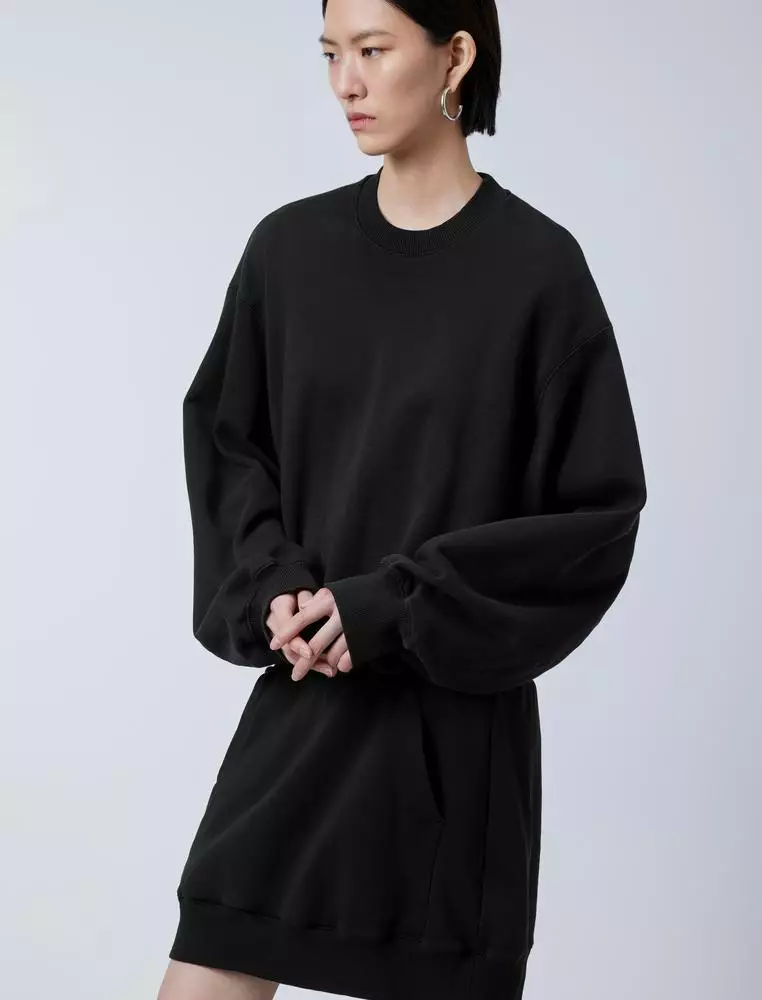 纯色休闲长袖连衣裙