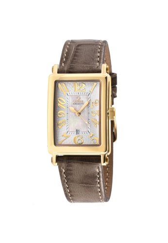 Gevril brown Gevril Ave of Americas Mini Women’s IPYG Stainless Steel Case, White MOP Dial Watch, Genuine Tan Leather Strap 84BC6AC6E84BF9GS_1