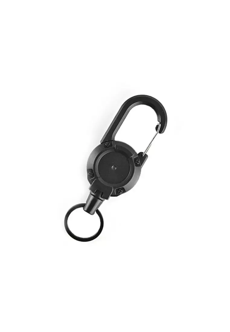 Azka Karabiner Gantungan Kunci Steel Wire Puller Keychain ID Holder ORIGINAL - Black