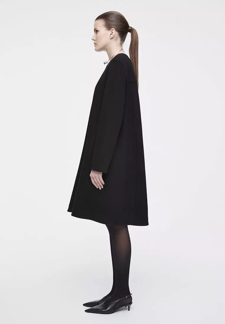 A-Line Boiled-Wool Mini Dress