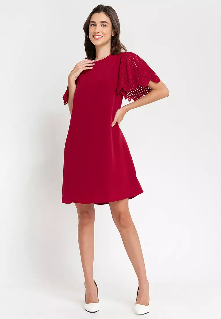 Chiye Laser Cut Sleeves Dress