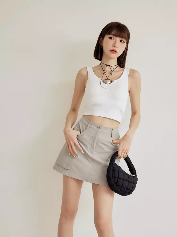 涼感．抗UV大口袋冰河系防曬工裝短裙《CA2940》