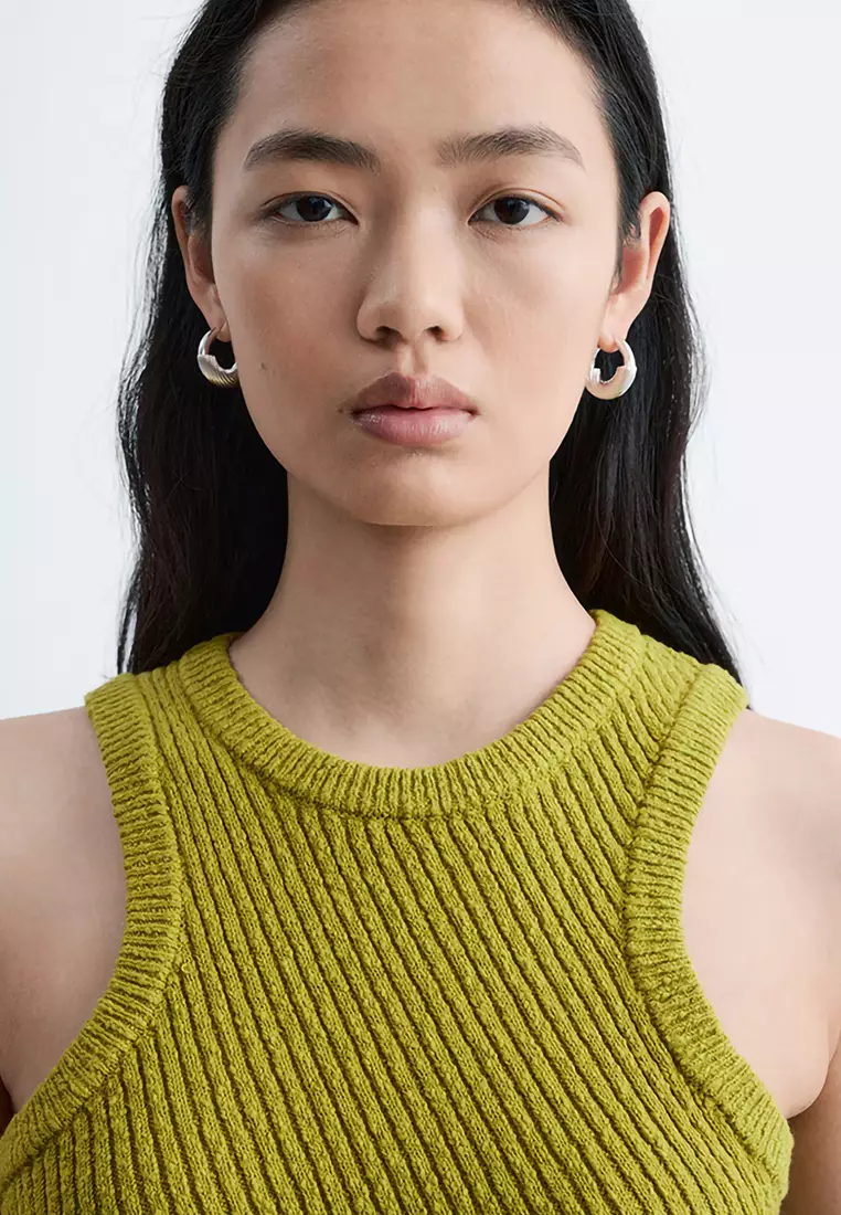 不對稱羅紋針織背心