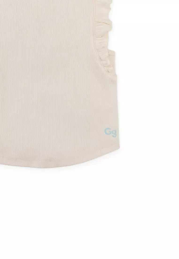 Cici Tank Top with Ruffled Sleeves and Embroidered Gg Logo